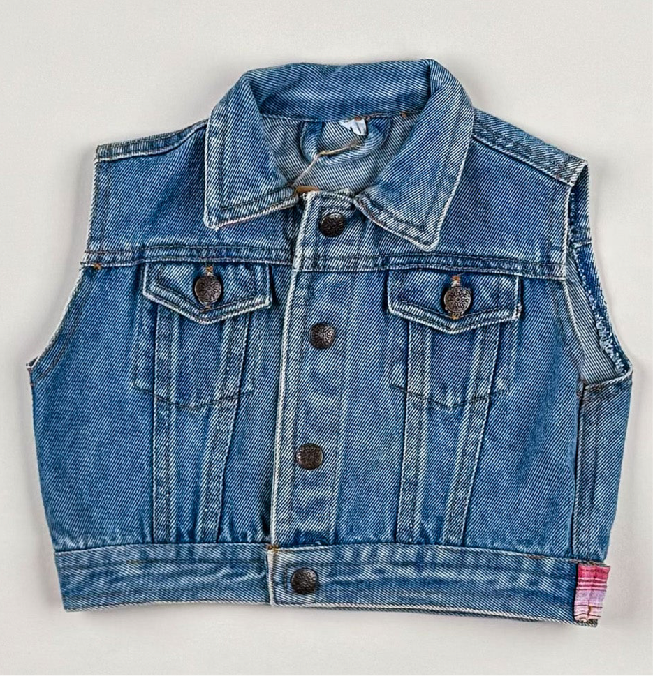 Denim Vest in blue and pink