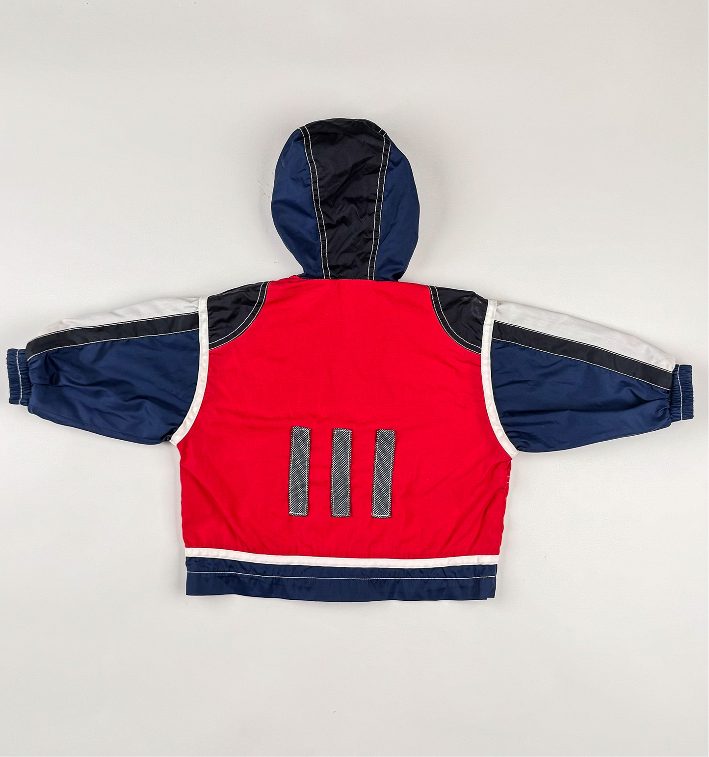 Denim Jacket in blue, red and white