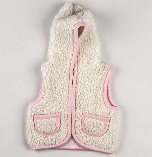Wool Vest in white and pink