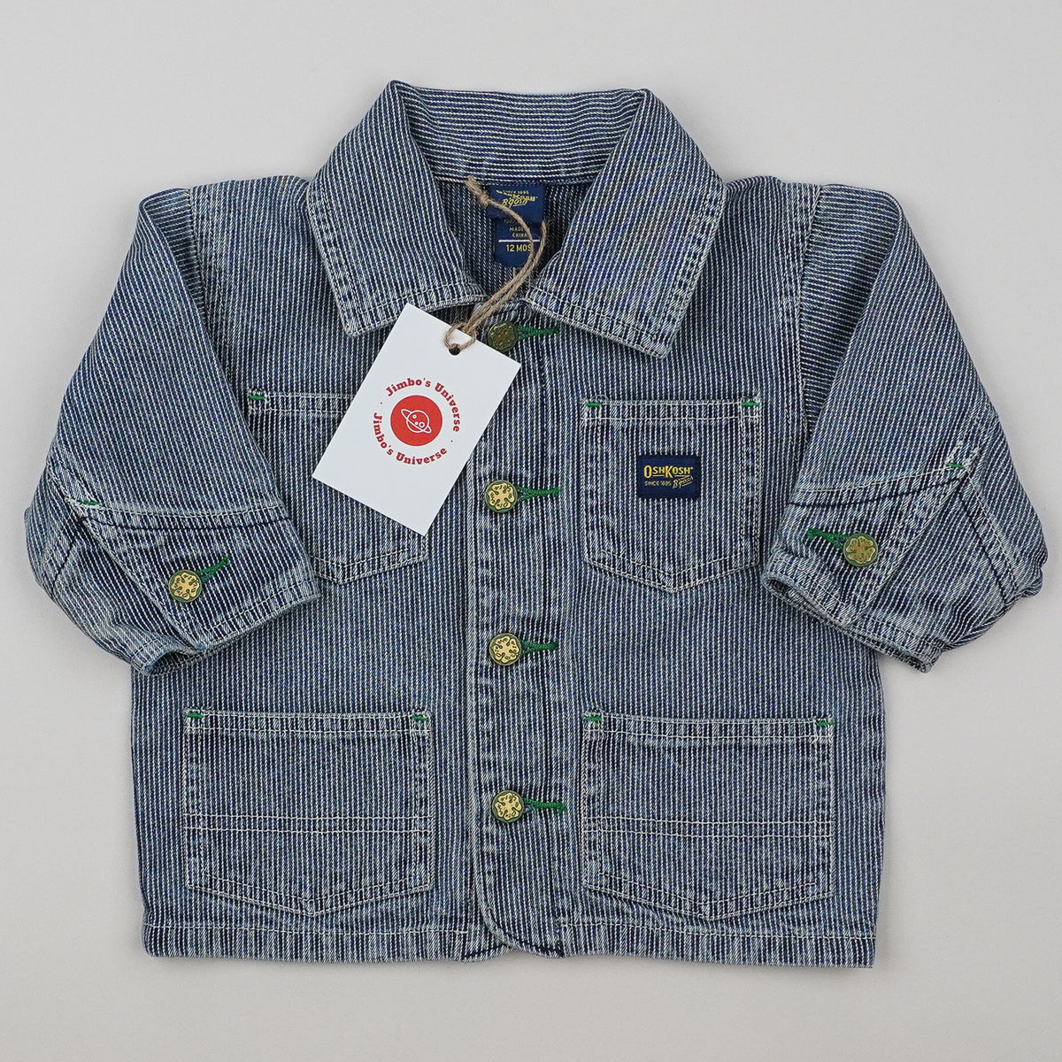 Vintage OshKosh Hickory Stripe Denim Jacket