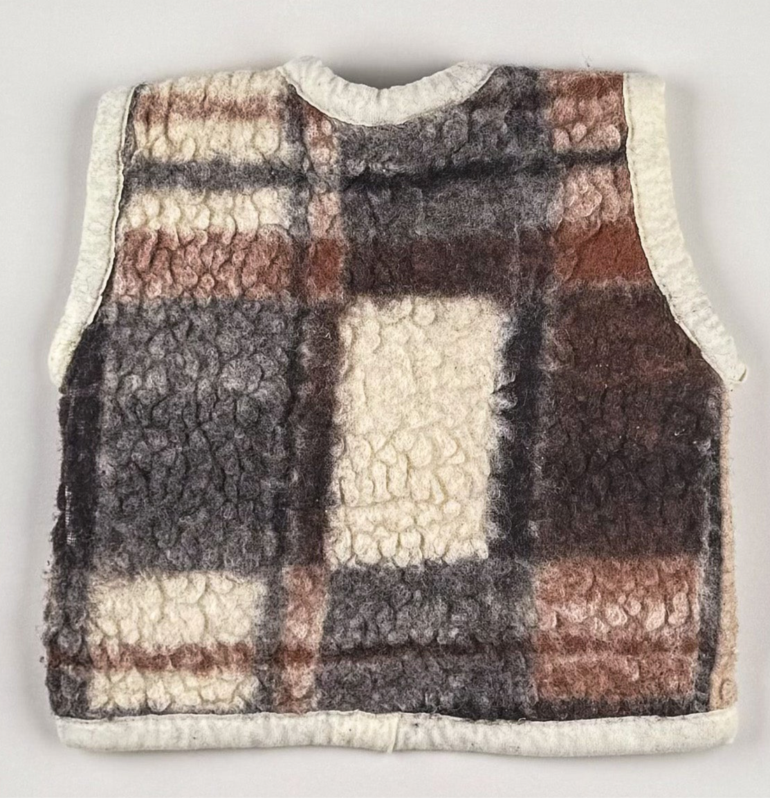 Wool Vest in beige, brown and grey
