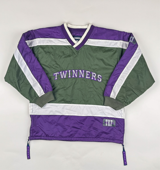 Padded Jacket in green, white and purple