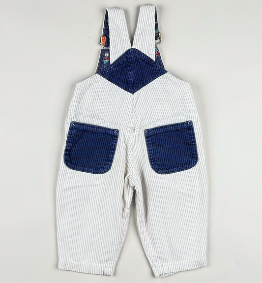 Corduroy Overalls in blue and white