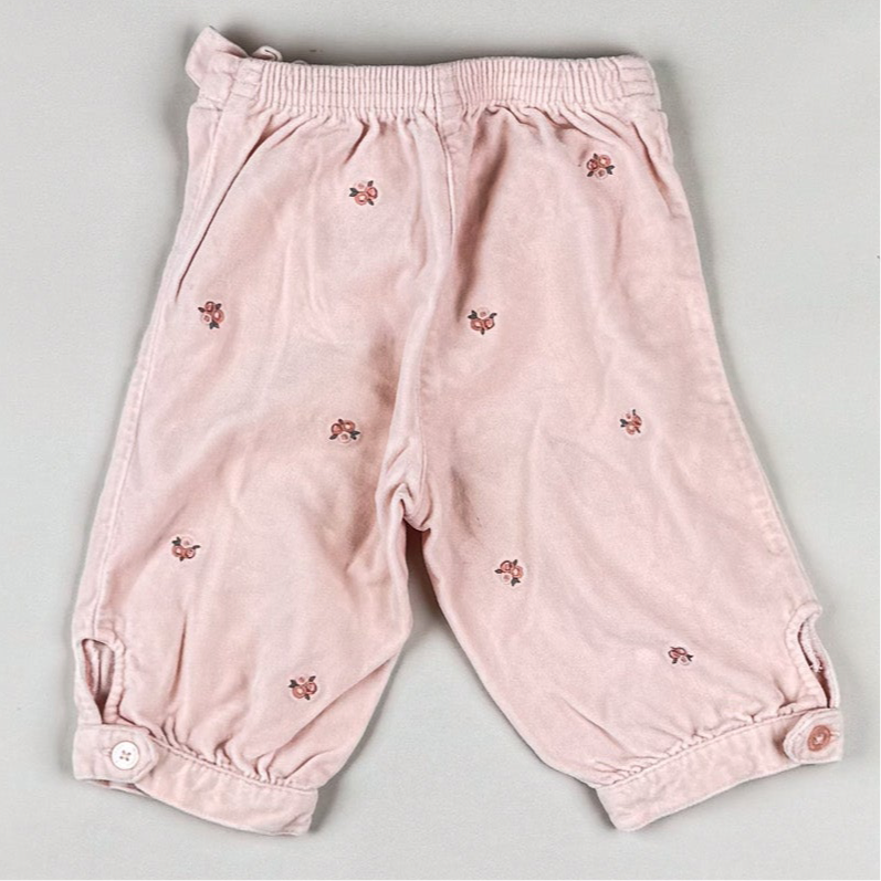 Velvet Capri Pants with Embroidery
