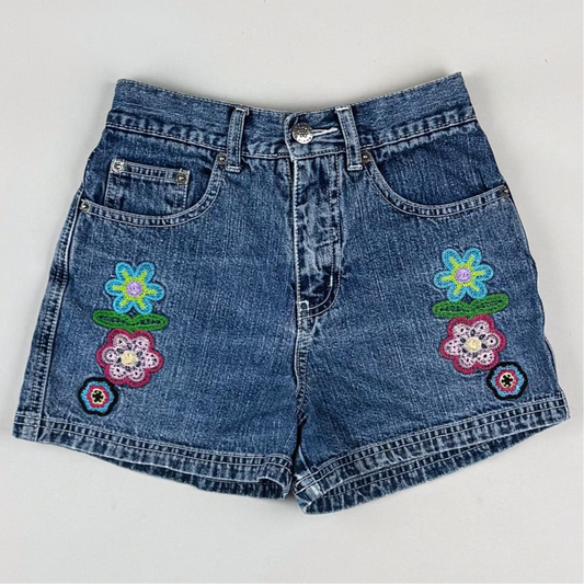 Vintage Denim Shorts with Embroidery
