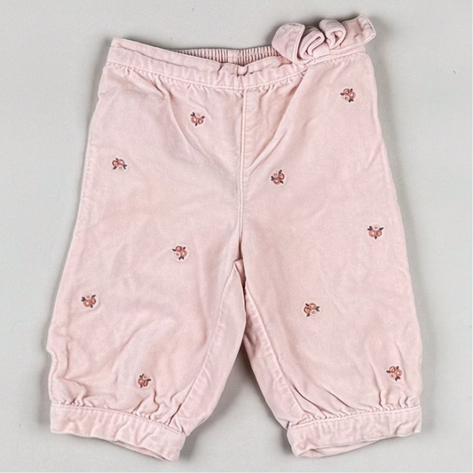 Velvet Capri Pants with Embroidery