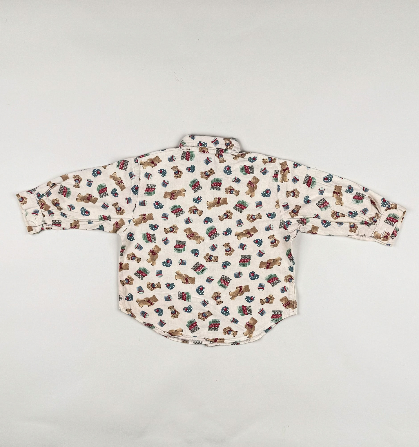 Long-sleeved shirt in white, beige and multi