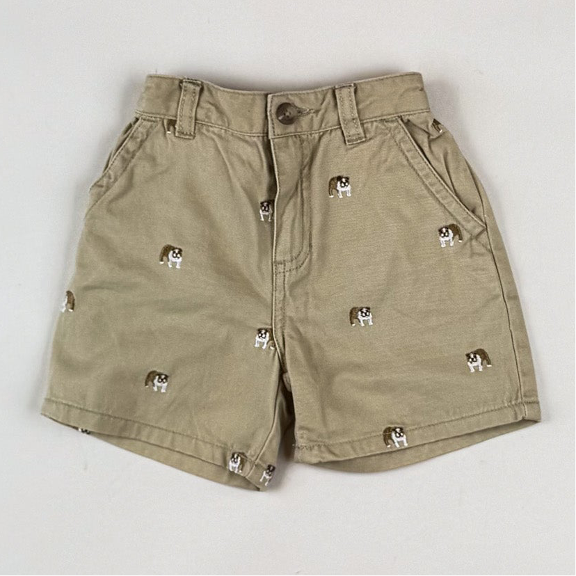 Shorts with Embroidered Bulldogs