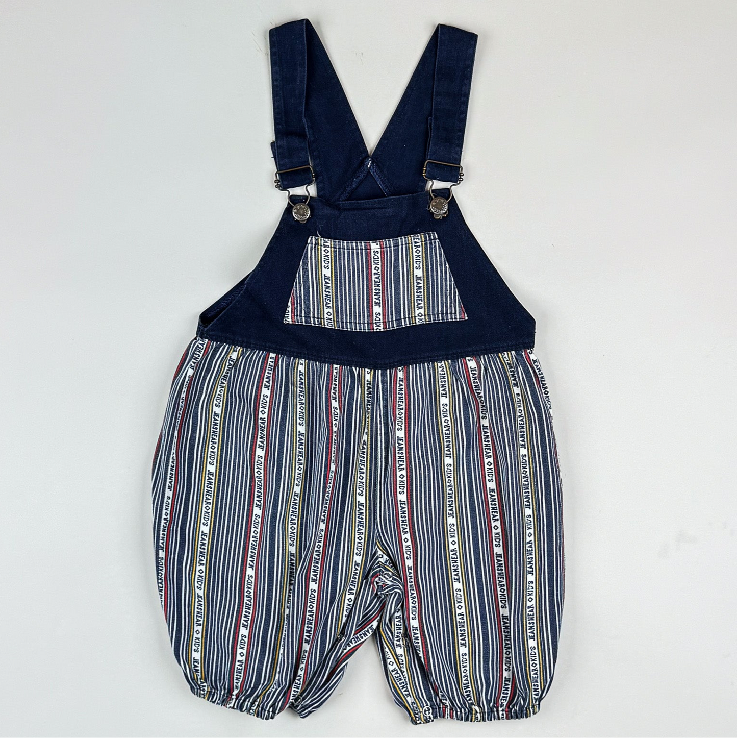 Shortalls in blue, white and multi