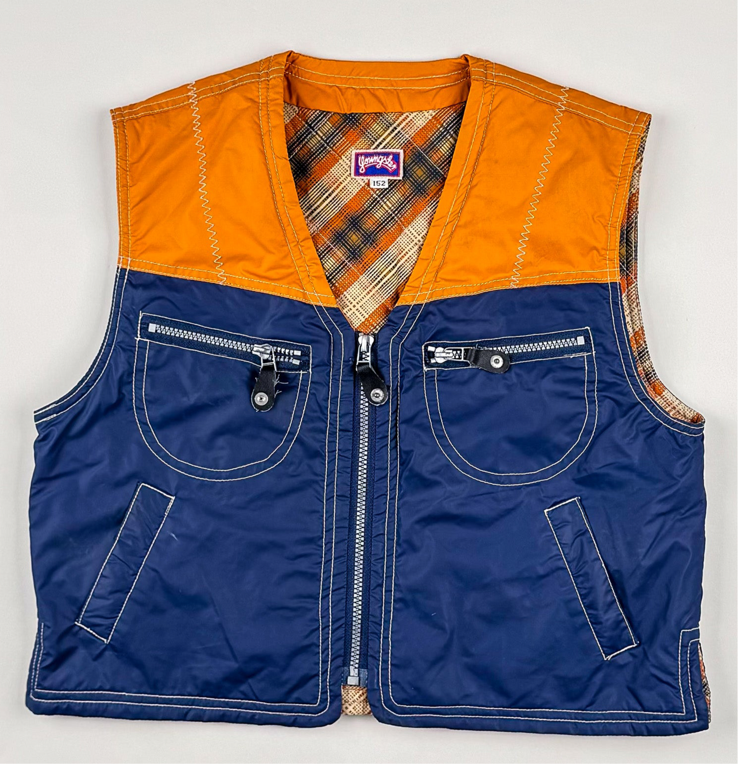 Padded Vest in blue and orange