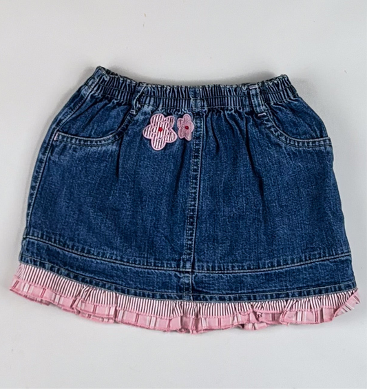 Denim Skirt with Embroidery