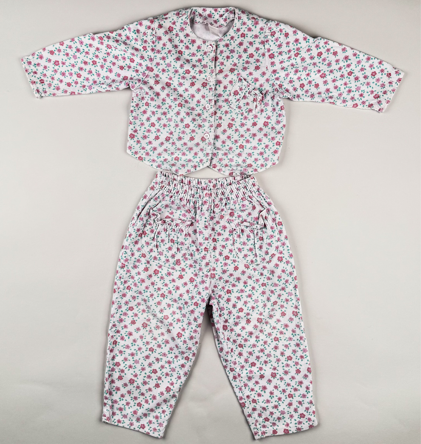 Corduroy Set in white, pink and green